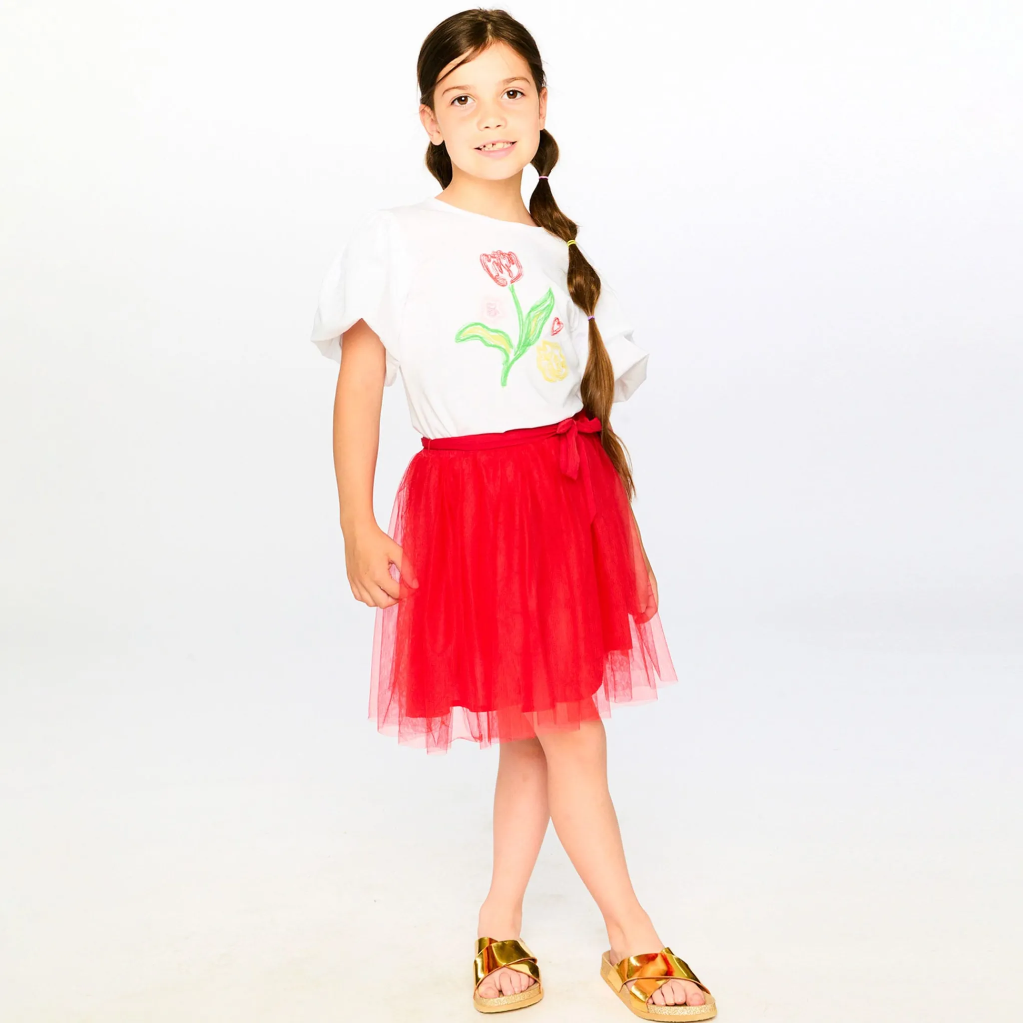 Kids Deux par Deux Tops>Daffodils Flower Top 3-6