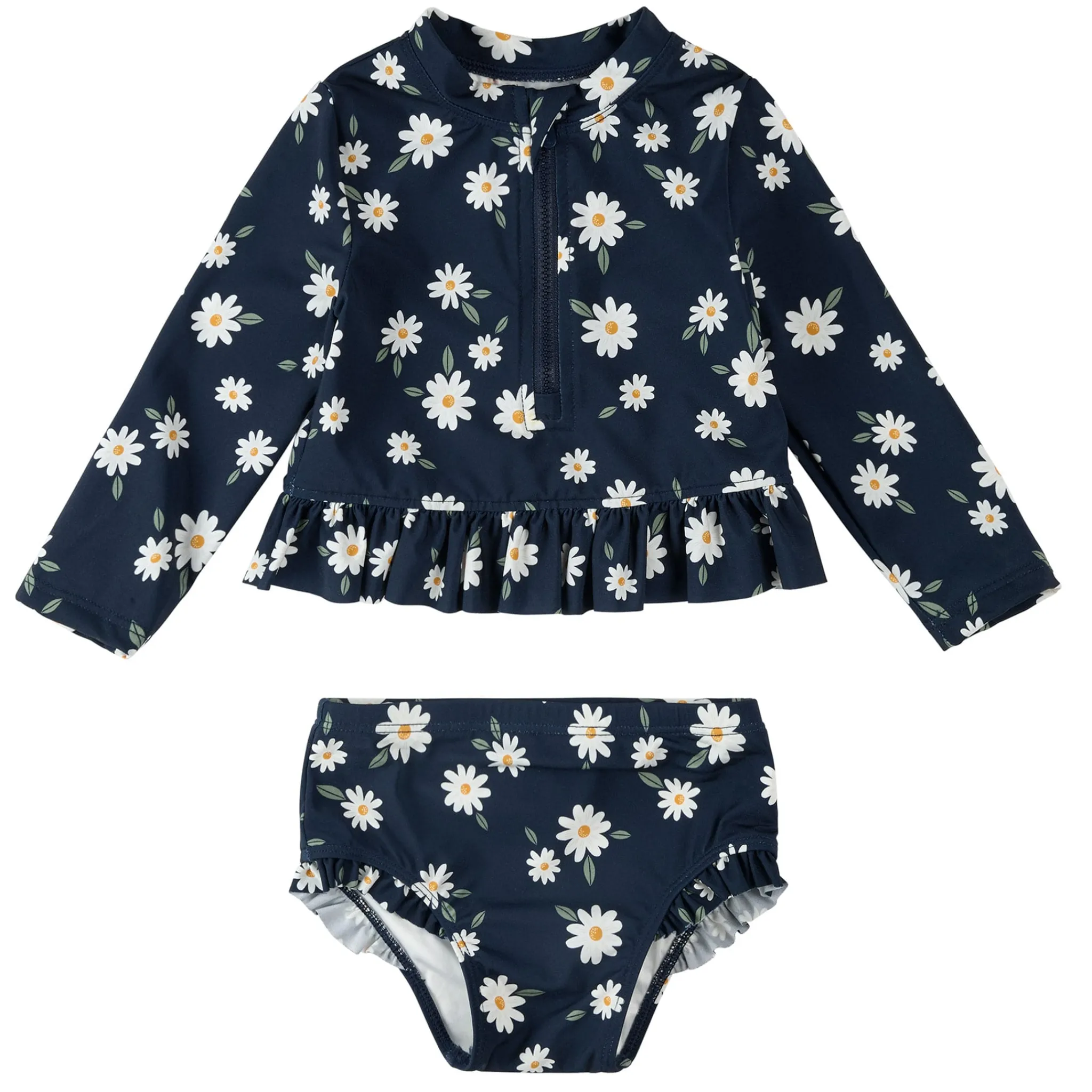 Kids Petit Lem Daisies 2 Piece Long Sleeve Swimsuit 2-5y
