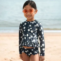 Kids Petit Lem Daisies 2 Piece Long Sleeve Swimsuit 2-5y