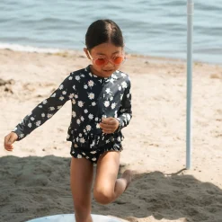 Kids Petit Lem Daisies 2 Piece Long Sleeve Swimsuit 2-5y