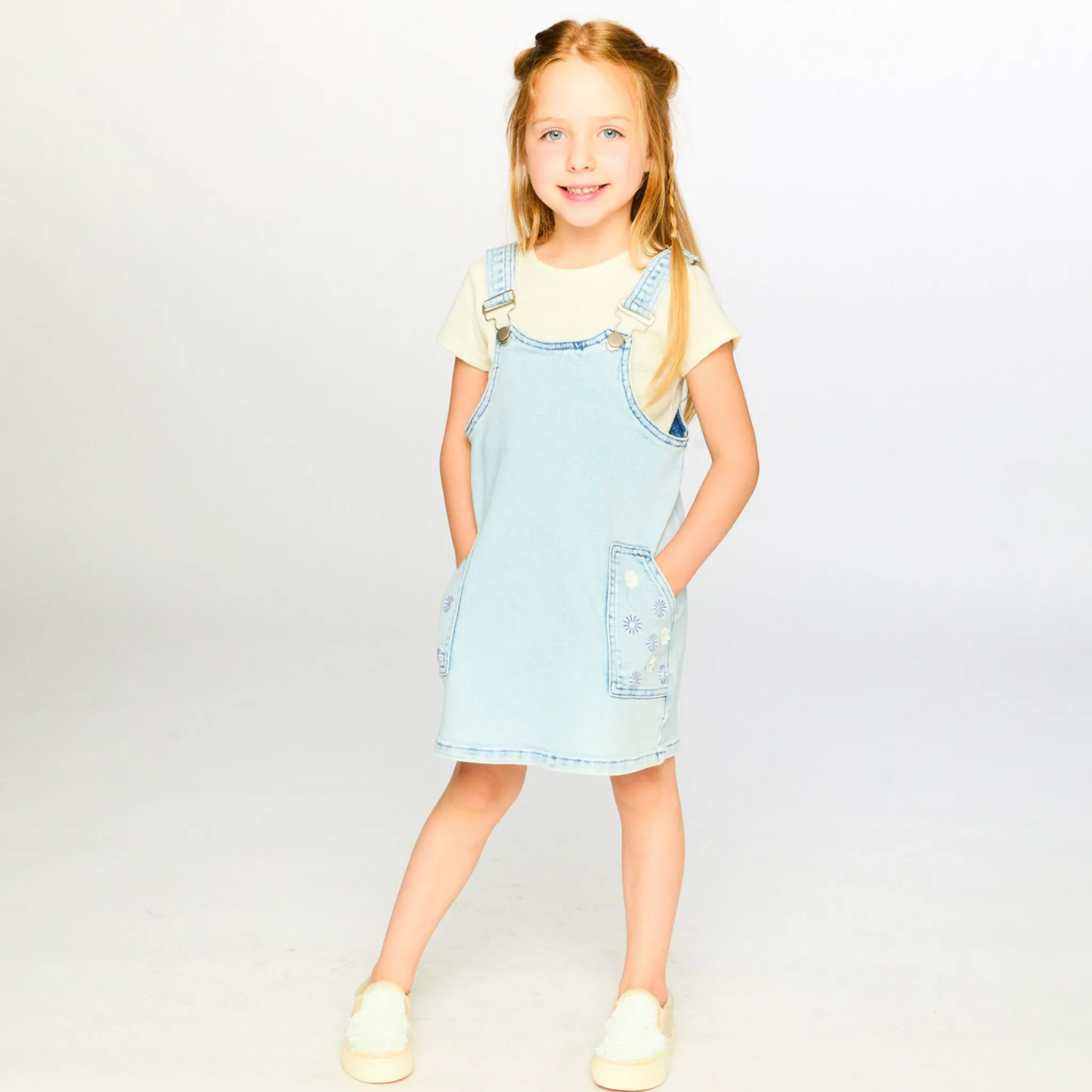 Kids Deux par Deux Dresses & Rompers>Daisies Overall Dress 3-6