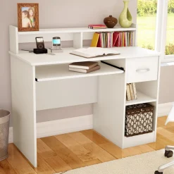 South Shore Desk>Desk with Keyboard Tray - Axess Pure White