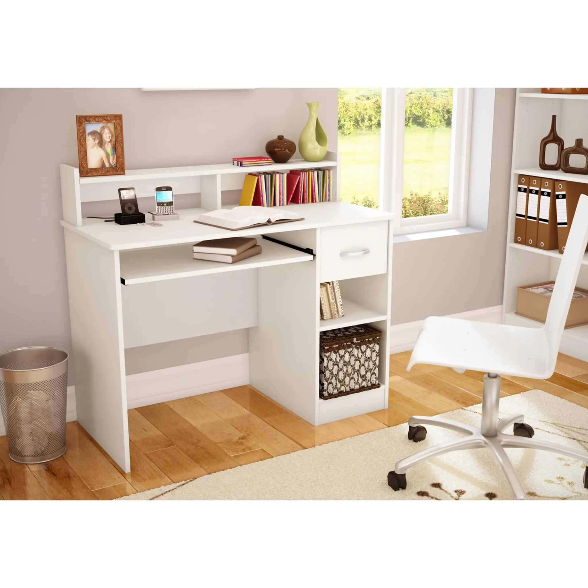South Shore Desk>Desk with Keyboard Tray - Axess Pure White