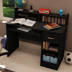 South Shore Desk>Desk with Keyboard Tray - Axess Pure Black