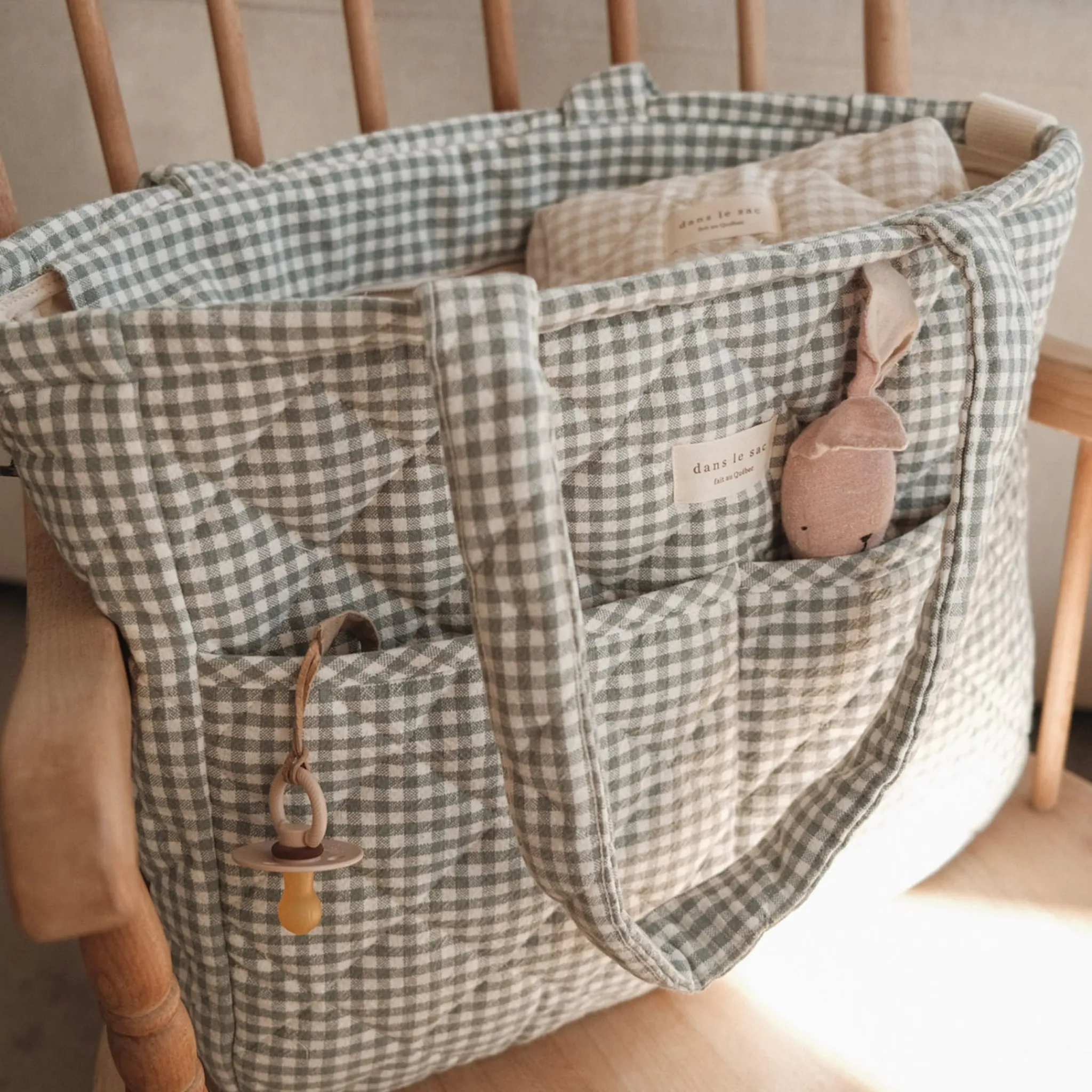 Dans Le Sac Diaper Bag - Gingham Sage