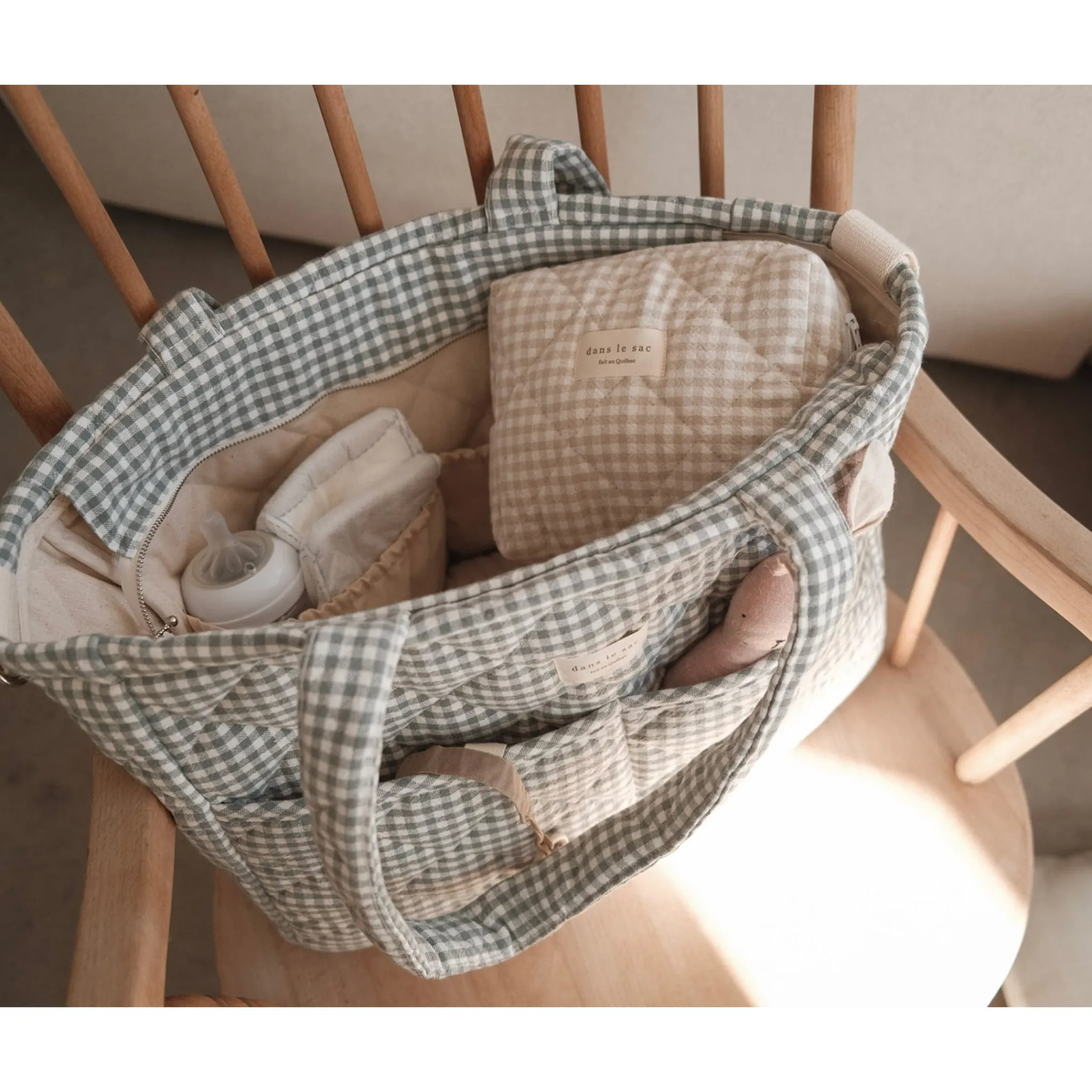 Dans Le Sac Diaper Bag - Gingham Sage