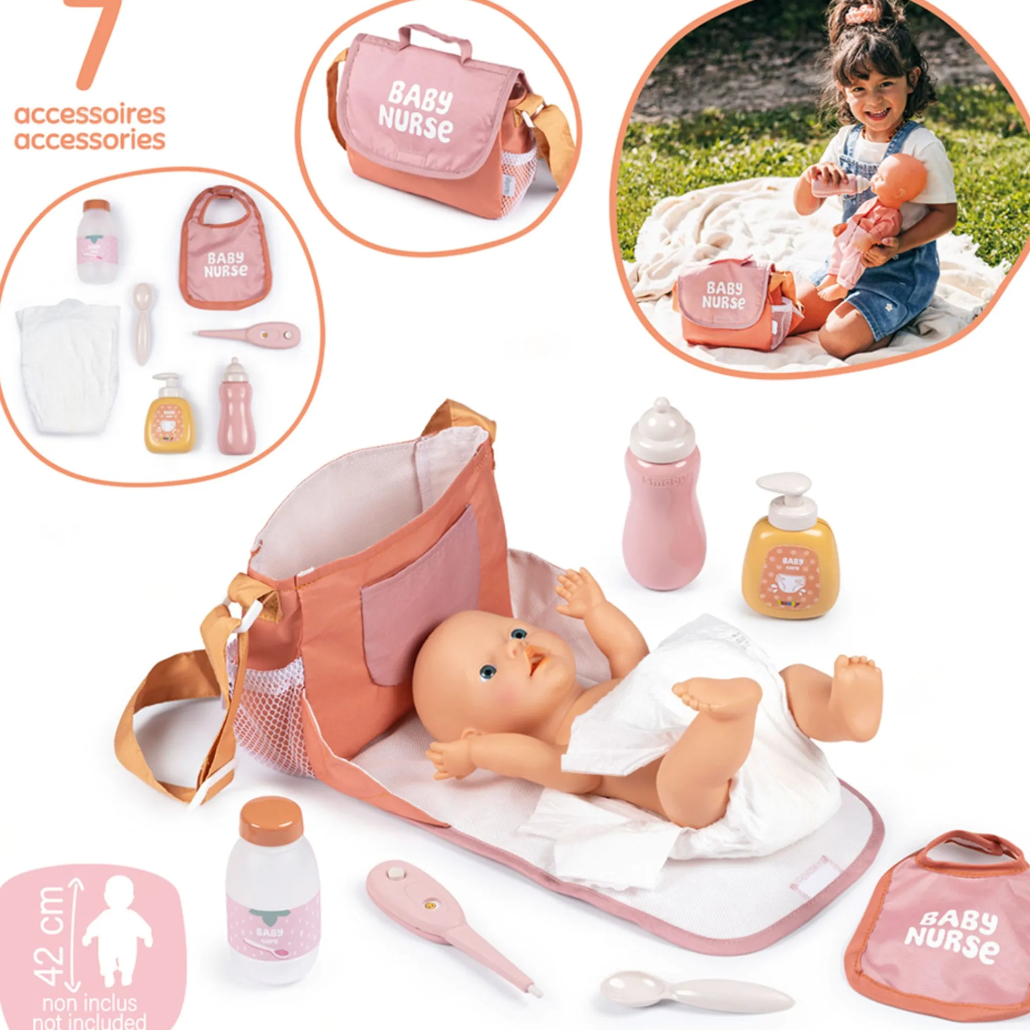 Smoby Diaper Bag for Doll - 8 Pieces
