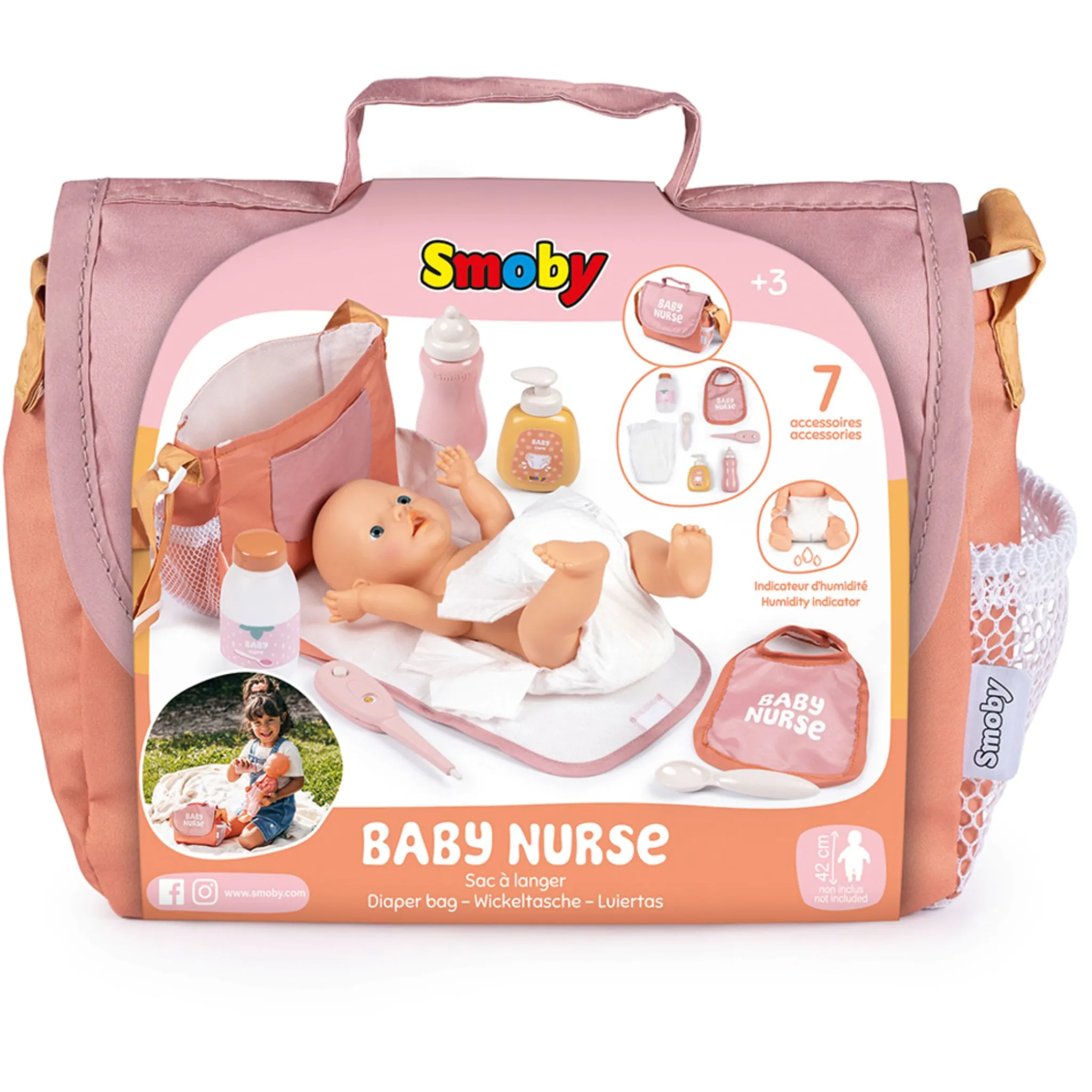 Smoby Diaper Bag for Doll - 8 Pieces