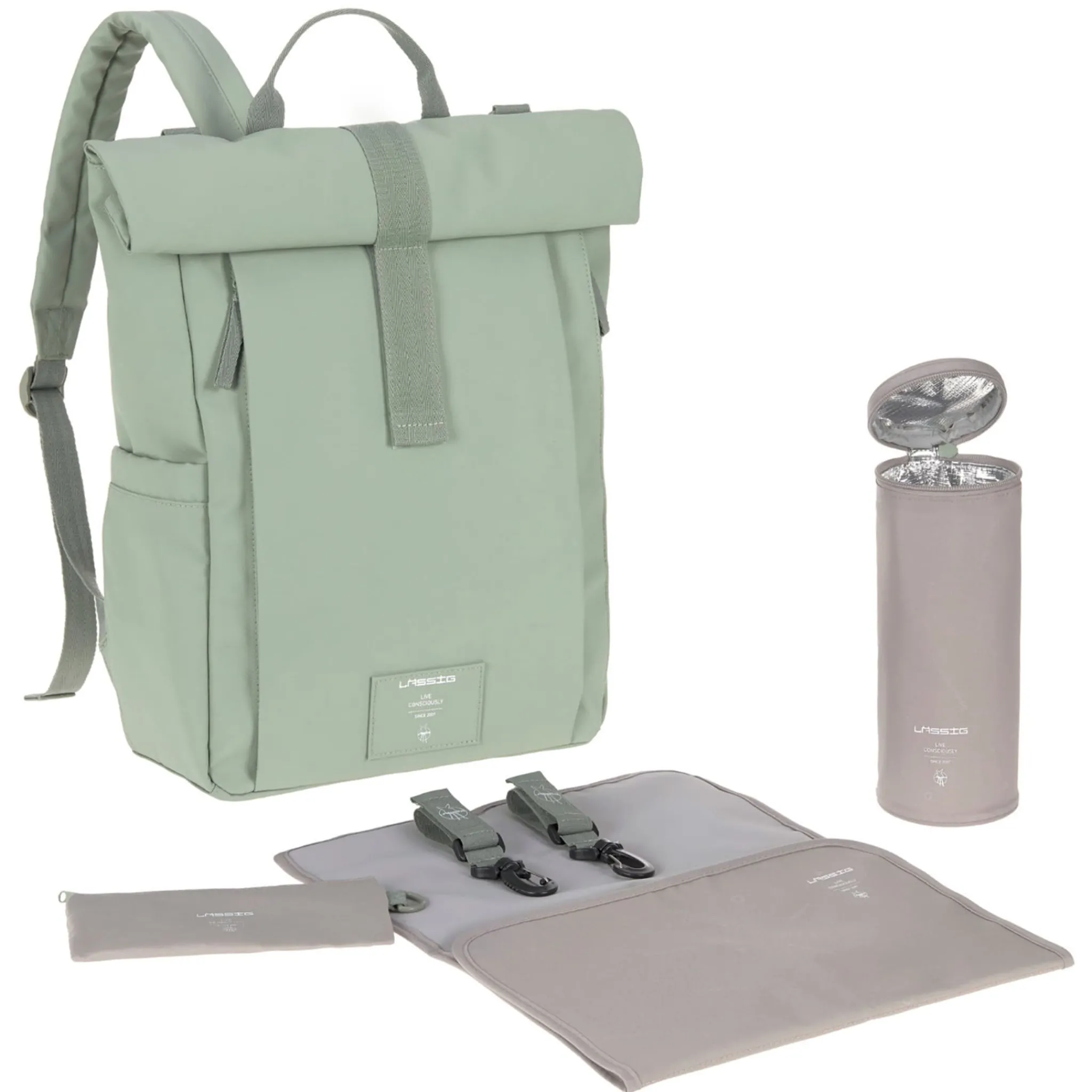 Lassig Diaper Bag Rolltop - Sage