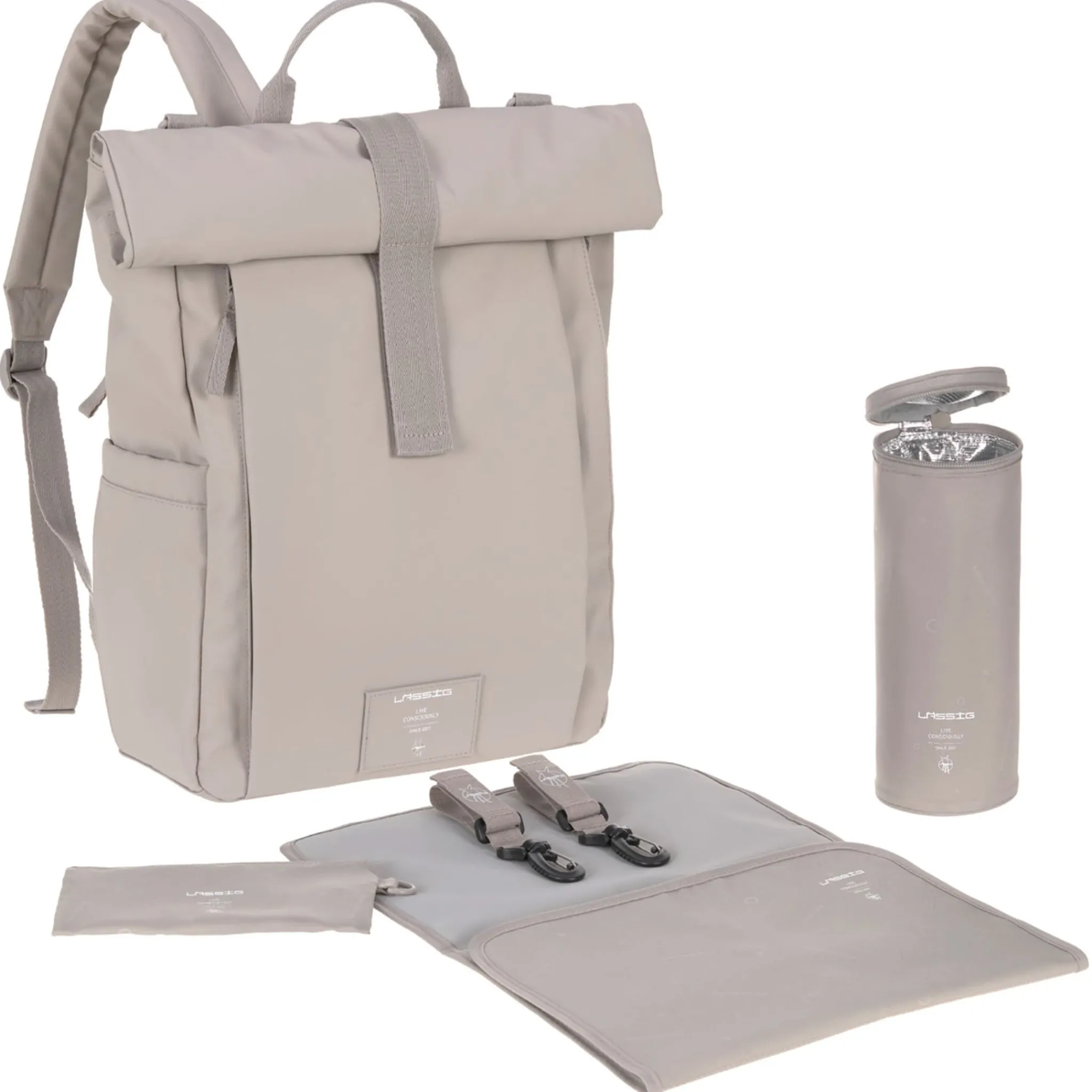 Lassig Diaper Bags|Diaper Bags>Diaper Bag Rolltop - Taupe