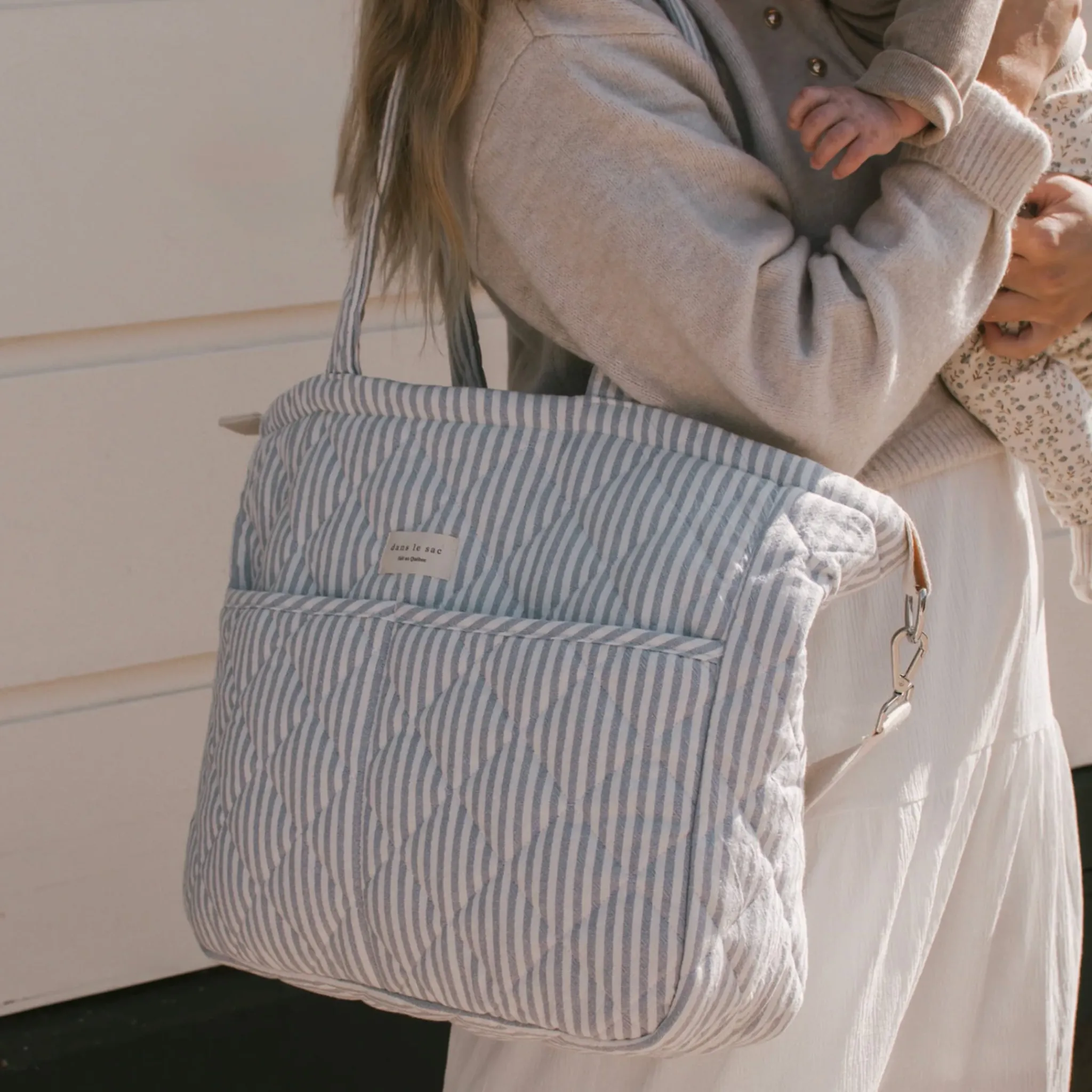 Dans Le Sac Diaper Bag-blue Strippe