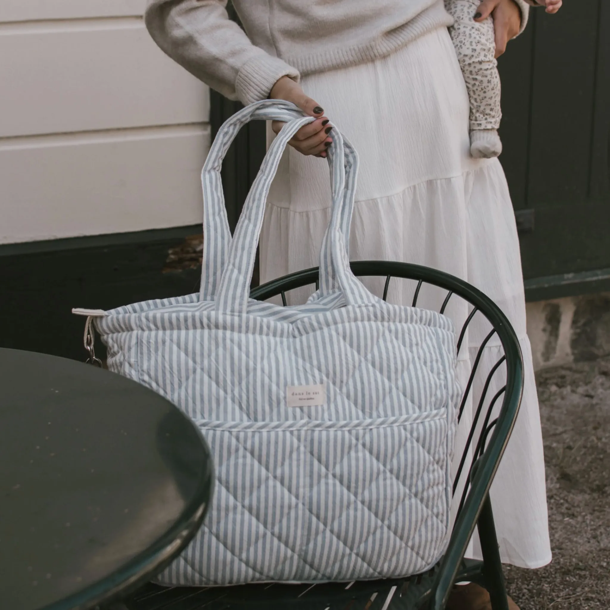 Dans Le Sac Diaper Bag-blue Strippe