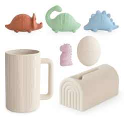 Mushie Bath Toys|Bath Accessories>Dino Mold Free Bath Play Set