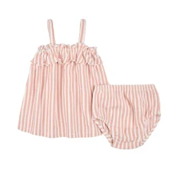 Firsts par Petit Lem Dresses, Skirts & Outfits>Dolphins Striped Dress 3-24m