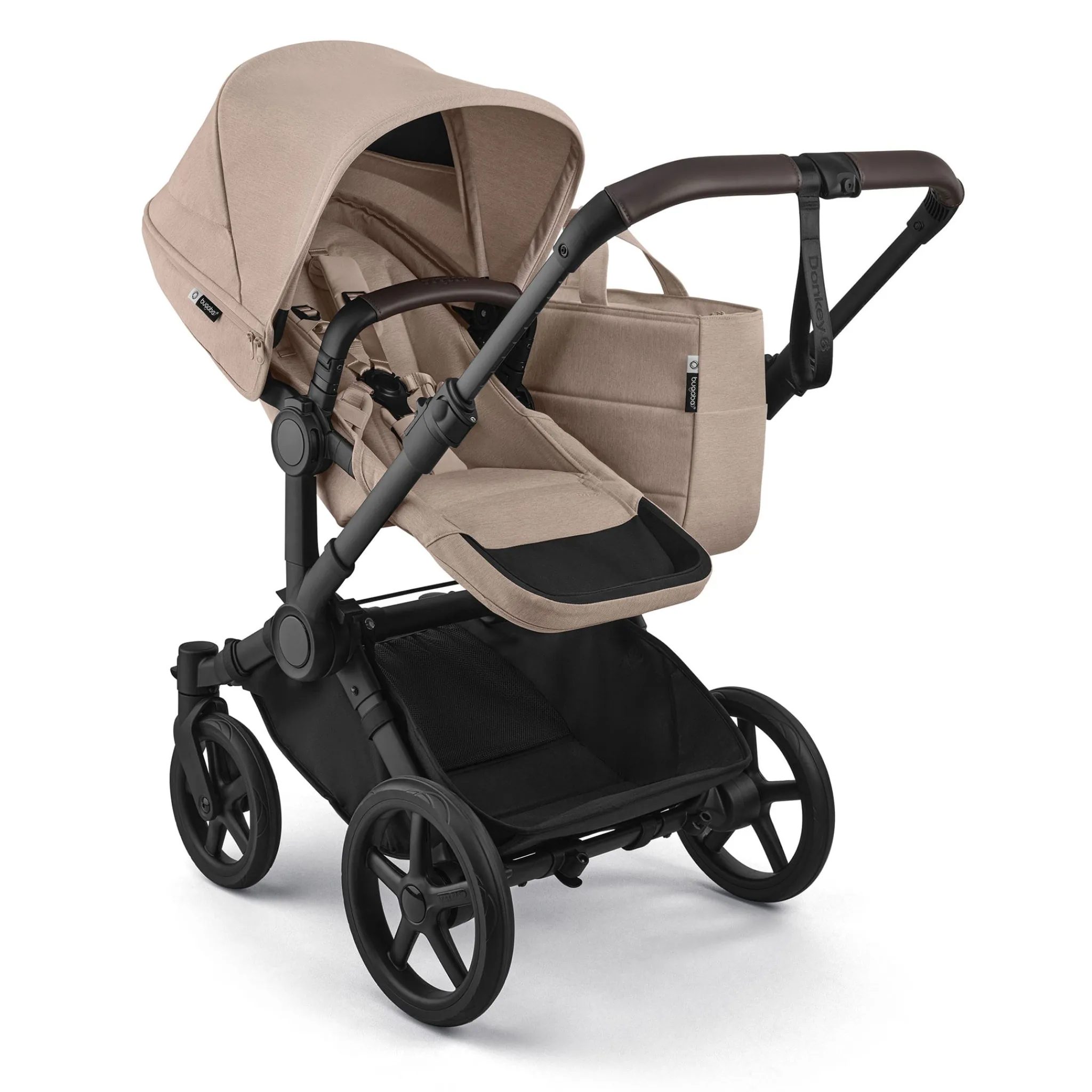 Kids Bugaboo Strollers|Strollers & Trailers>Donkey 6 Mono Black - Desert Taupe