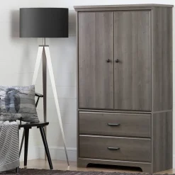 South Shore Storage Furniture>2-Door Armoire with Drawers - Versa Gray Maple