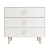 Oeuf Storage Furniture>Dot 3 Drawer Dresser Whte/ Natural