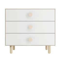 Oeuf Storage Furniture>Dot 3 Drawer Dresser Whte/ Natural