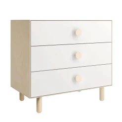 Oeuf Storage Furniture>Dot 3 Drawer Dresser Whte/ Natural