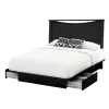 South Shore Double / Queen Bed and Headboard Set - Step One Pure Black