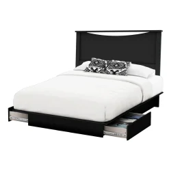 South Shore Double / Queen Bed and Headboard Set - Step One Pure Black