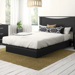 South Shore Double / Queen Bed and Headboard Set - Step One Pure Black