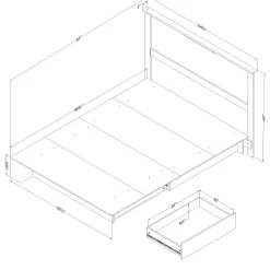 South Shore Double / Queen Bed and Headboard Set - Step One Pure Black