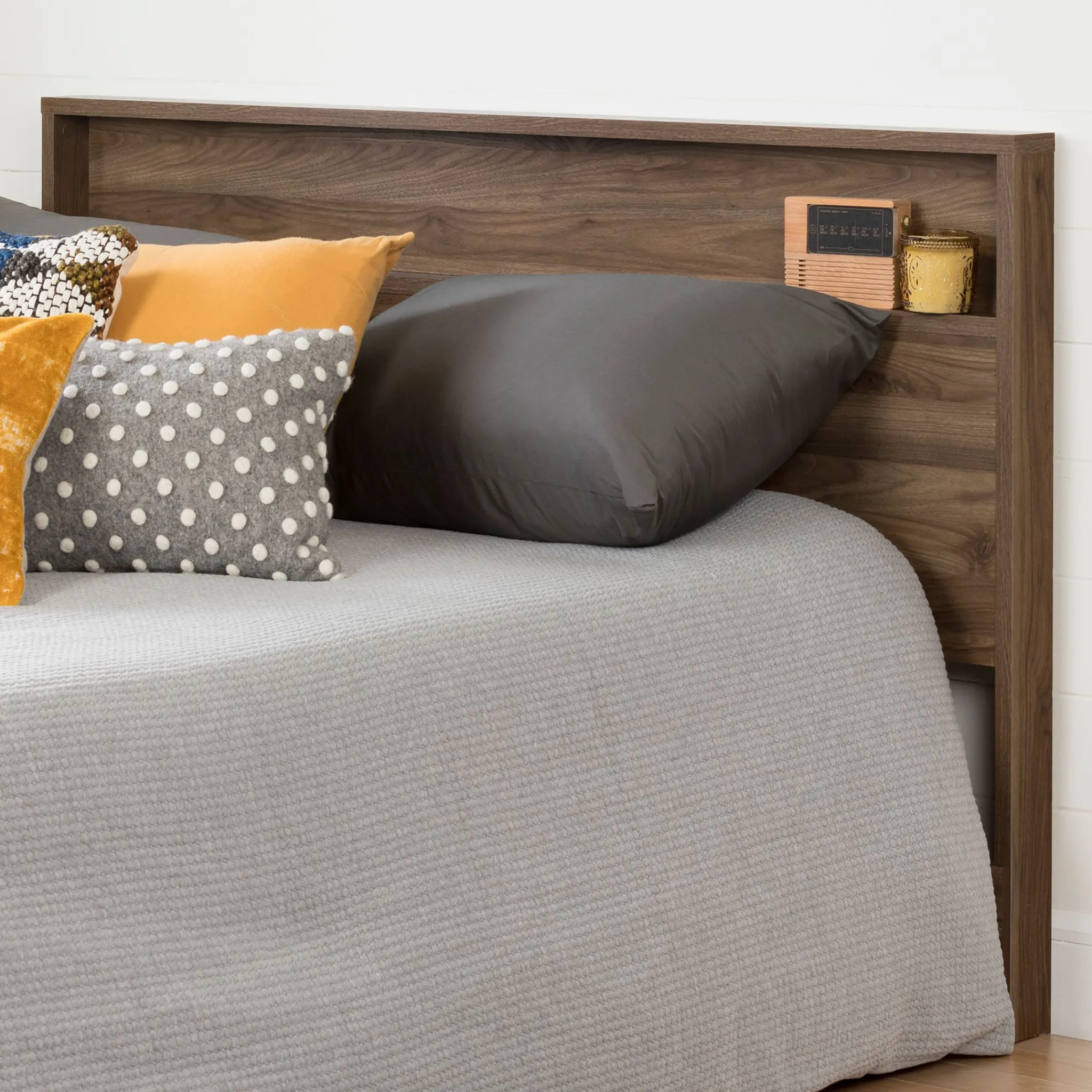South Shore Twin, Full & Queen Beds>Double / Queen Headboard - Holland Natural Walnut