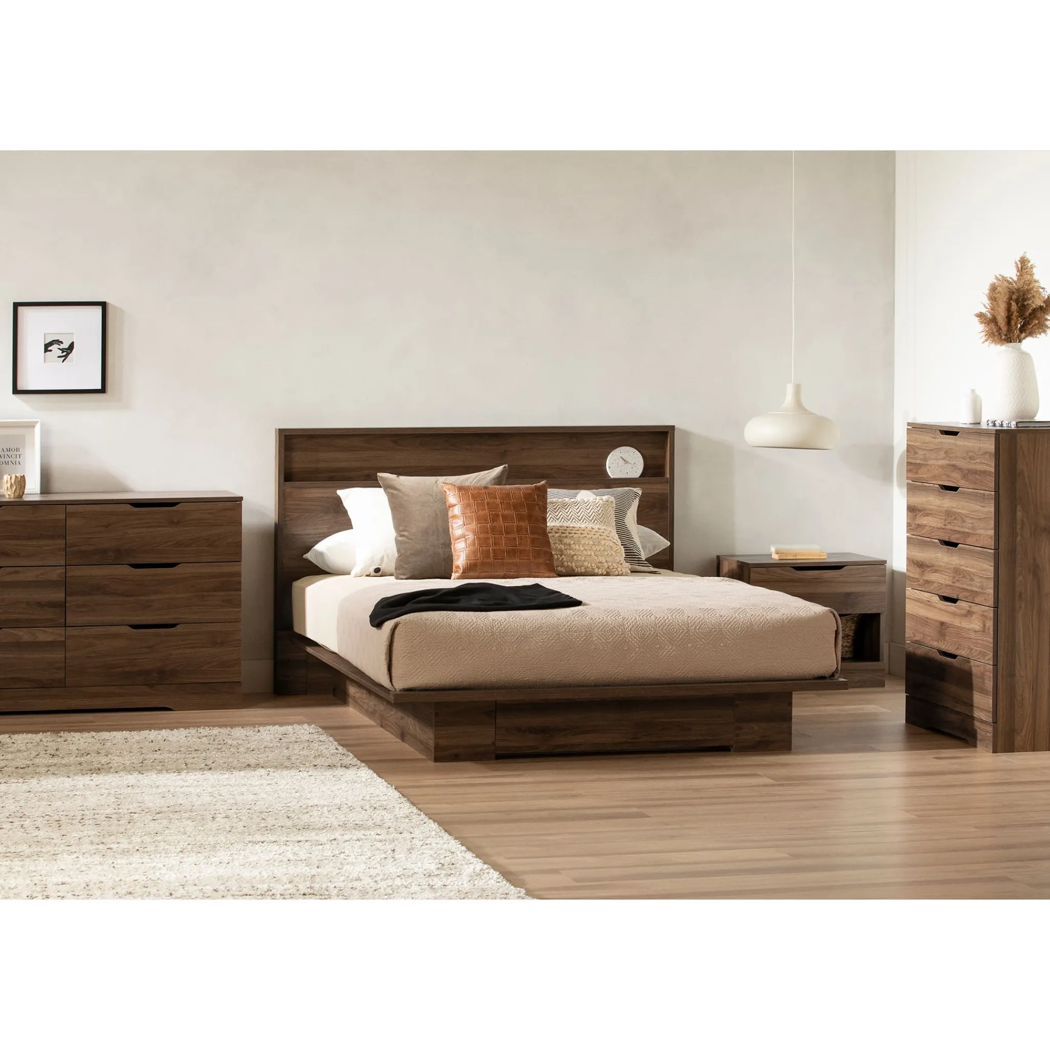 South Shore Twin, Full & Queen Beds>Double / Queen Headboard - Holland Natural Walnut