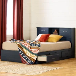 South Shore Double Bed and Headboard Set - Ulysses Blueberry