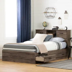 South Shore Double Bed and Headboard Set - Ulysses Fall Oak