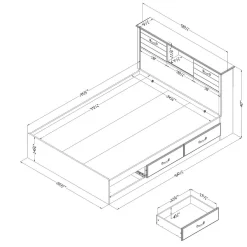 South Shore Double Bed and Headboard Set - Ulysses Fall Oak