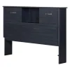 South Shore Double Bed Bookcase Headboard with Sliding Doors Asten - Blueberry