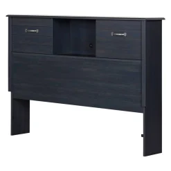 South Shore Double Bed Bookcase Headboard with Sliding Doors Asten - Blueberry