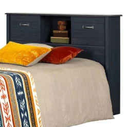 South Shore Double Bed Bookcase Headboard with Sliding Doors Asten - Blueberry