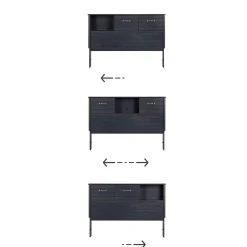 South Shore Double Bed Bookcase Headboard with Sliding Doors Asten - Blueberry