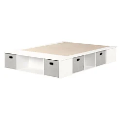 South Shore Twin, Full & Queen Beds>Double Bed with Storage and Baskets - Flexible Pure White