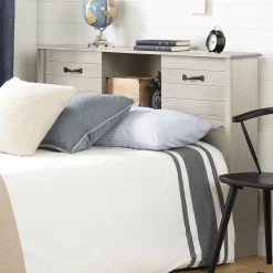 South Shore Twin, Full & Queen Beds>Double Bookcase Headboard - Ulysses Winter Oak