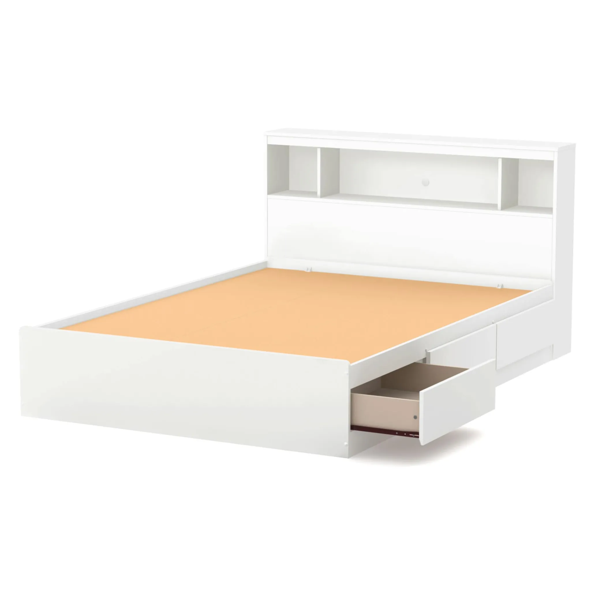 South Shore Double Mates Bed With Bookcase Headboard Set - Reevo Pure White