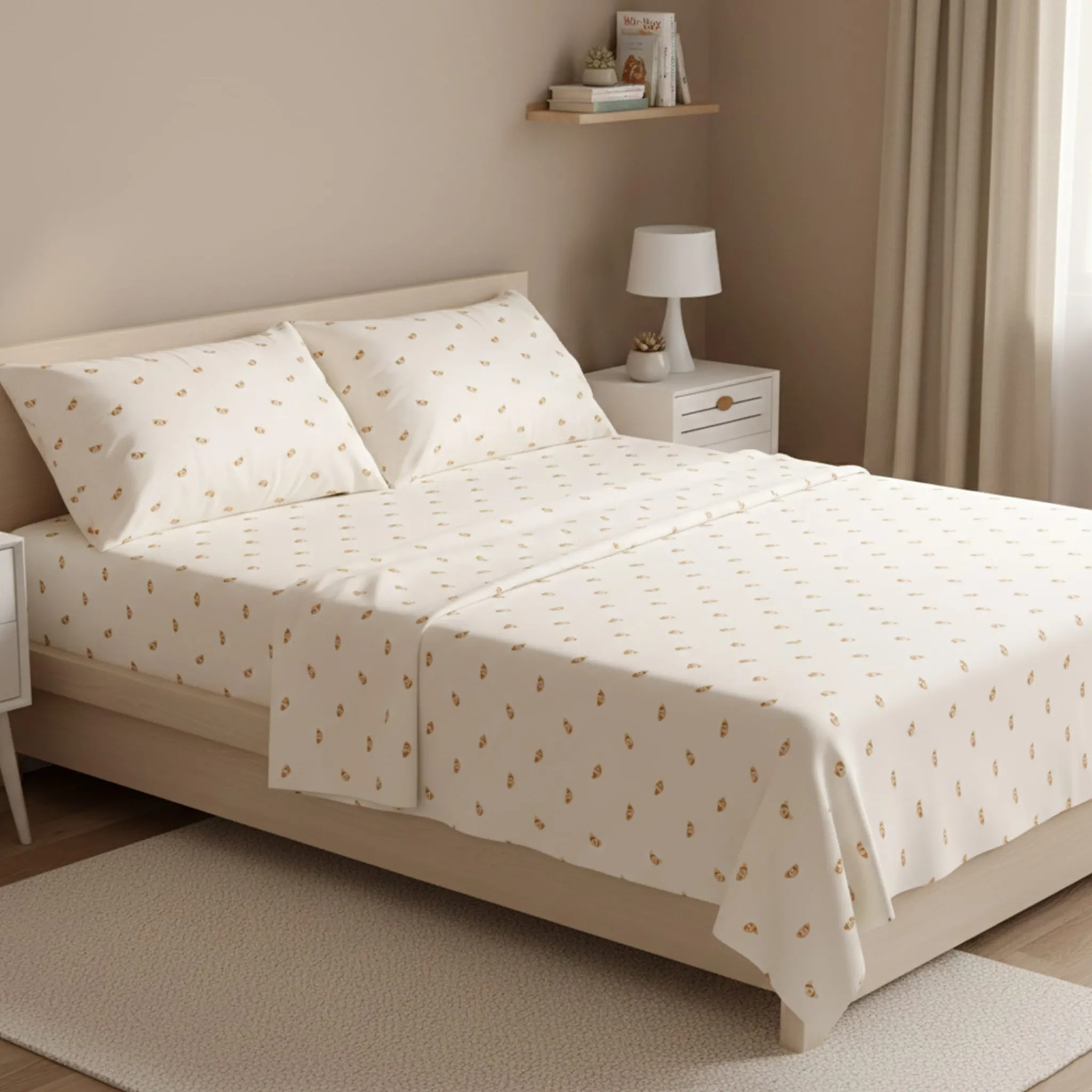 Kids Cathay Home Sheets|Full & Queen Size Bedding>Double Sheet Set - Croissants