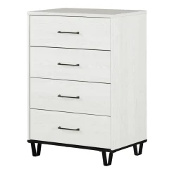 South Shore Storage Furniture>4-Drawer Chest - Arlen White Pine and Black Matte