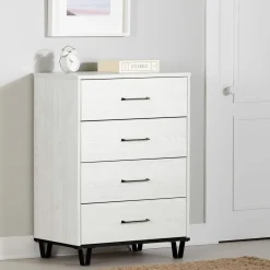 South Shore Storage Furniture>4-Drawer Chest - Arlen White Pine and Black Matte