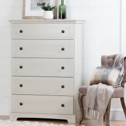 South Shore Storage Furniture>5-Drawer Chest - Avilla Winter Oak