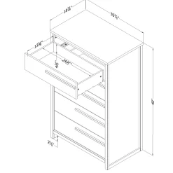 South Shore 5-Drawer Chest - Tao Gray Oak