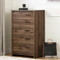 South Shore Storage Furniture>5-Drawer Chest - Tao Natural Walnut