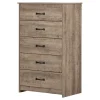 South Shore Storage Furniture>5-Drawer Chest - Tassio Weathered Oak