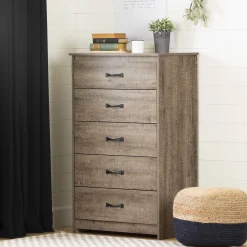 South Shore Storage Furniture>5-Drawer Chest - Tassio Weathered Oak