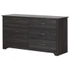 South Shore Storage Furniture>6-Drawer Double Dresser - Fusion Gray Oak