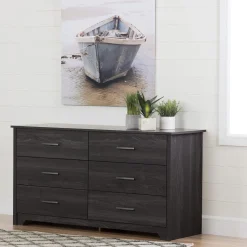 South Shore Storage Furniture>6-Drawer Double Dresser - Fusion Gray Oak