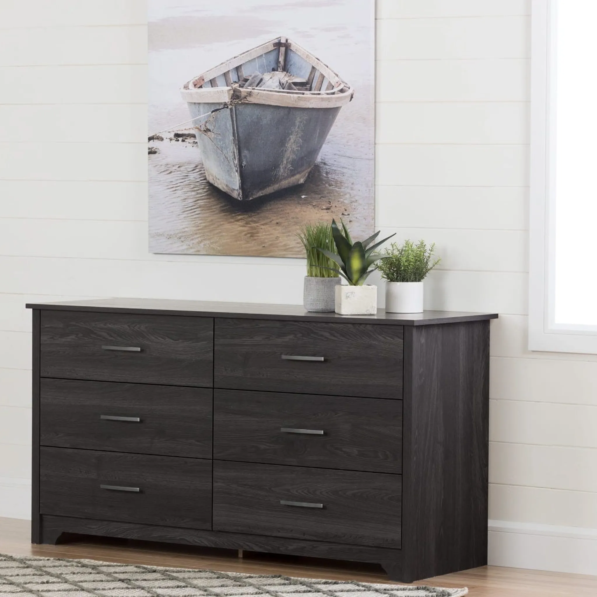 South Shore Storage Furniture>6-Drawer Double Dresser - Fusion Gray Oak